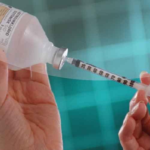 500 ml flacon PEHD Ø 32 mm felskraag, bestraald